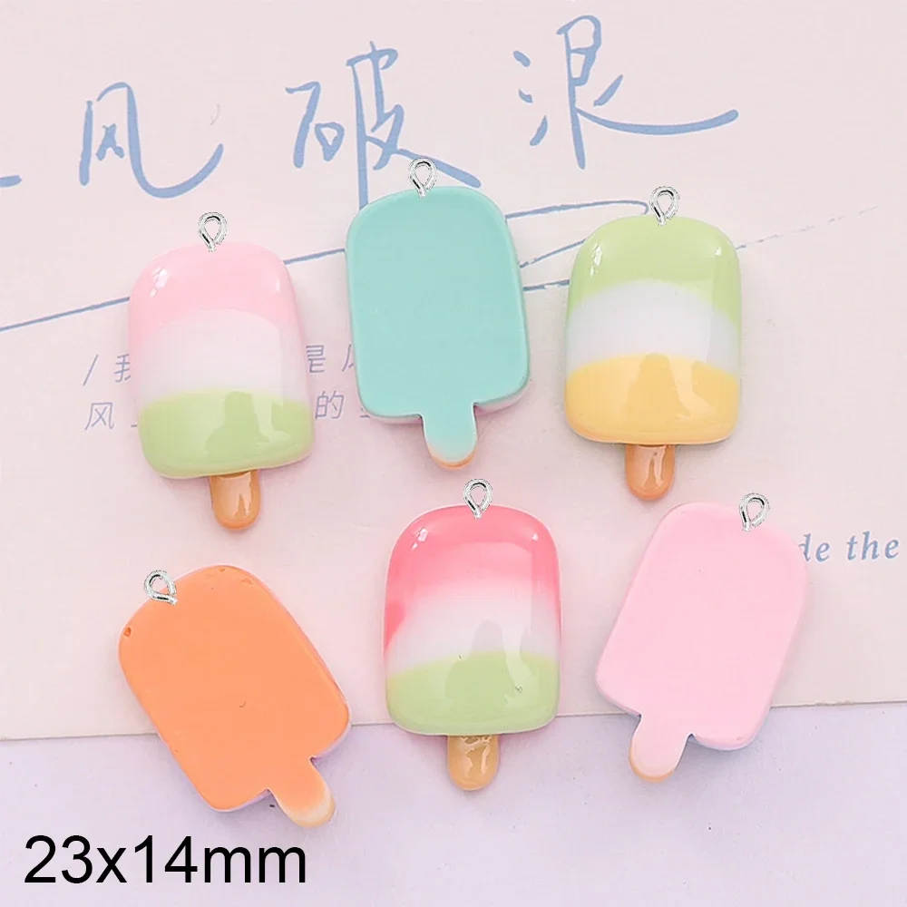 10PCS Shiny Colored Popsicle Series Flat Back Charms For Earrings Bracelet Hairpin DIY Jewelry Pendants Decoration Accessories