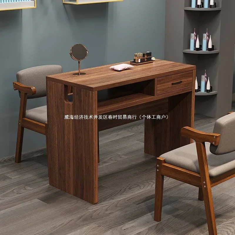 Retro manicure table upgraded thickened manicure table special with hole light double