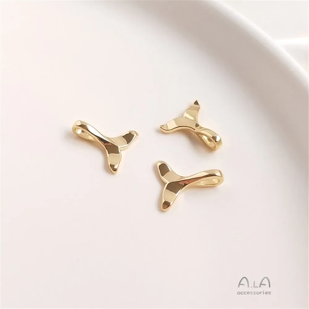 14K Gold Plated Whale Mermaid Tail Pendant DIY hand bracelet Clavicle necklace earrings pendant accessories