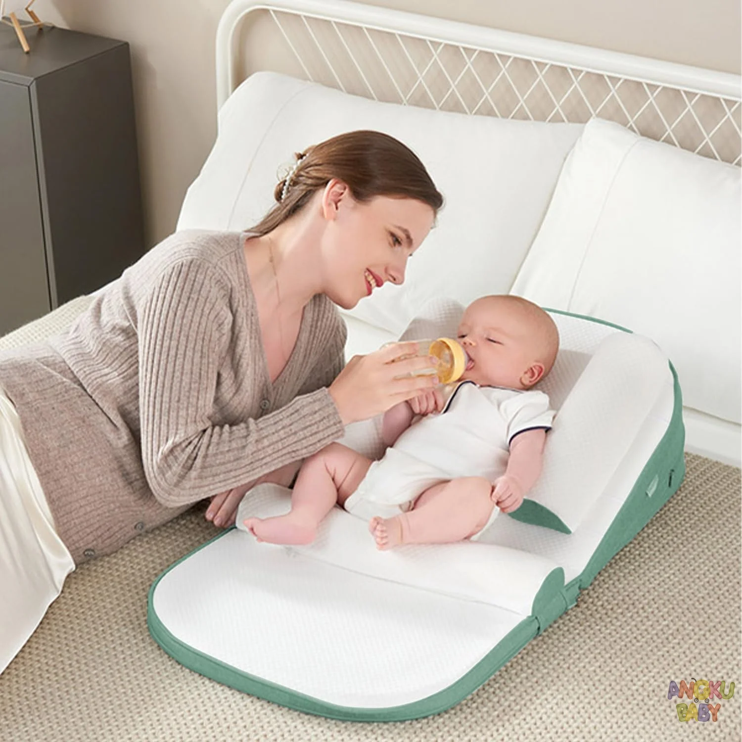 Anti-Reflux Baby Pillow Adjustable Height Nursing Pillow Breathable Baby Sleep Pillow for Newborns Foldable Baby Feeding Cushion