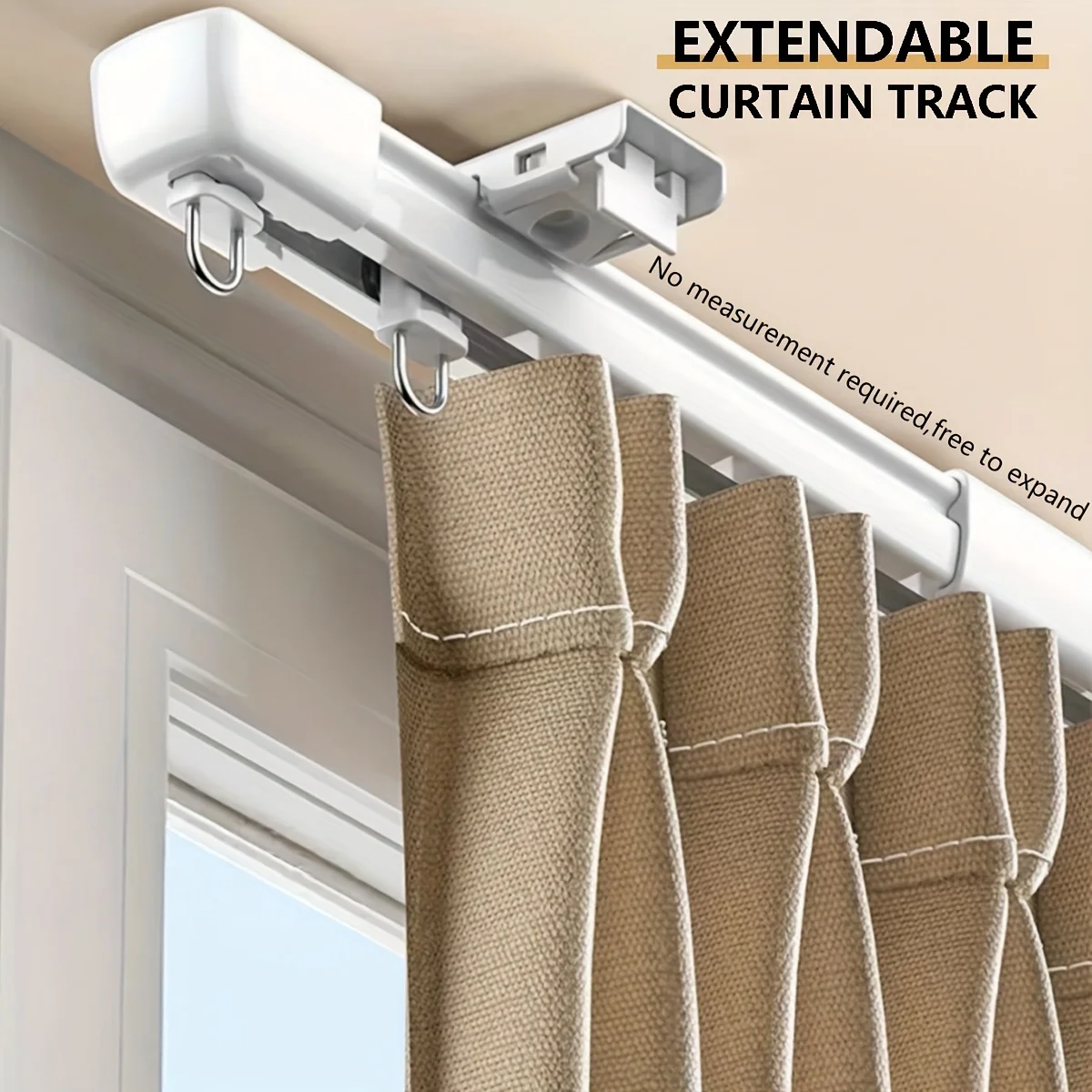Retractable Curtain Track System Adjustable Ceiling Wall Mount Curtain Rail Heavy Duty Aluminum Room Divider Sliding Window Trac