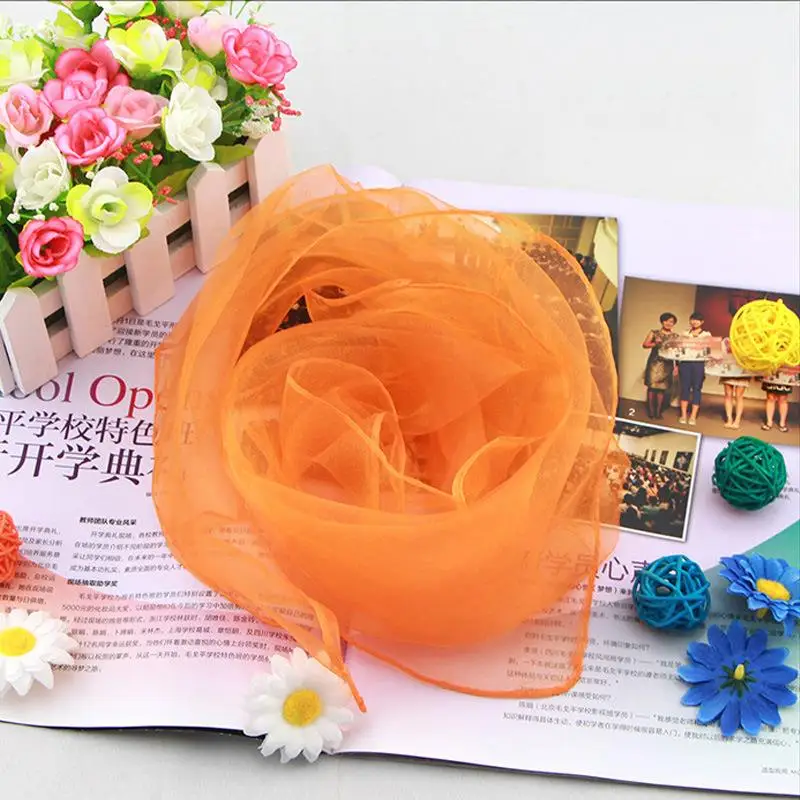 70*70cm Transparent Organza Scarf Chiffon Square Scarfs Thin Silk Scarves Neck Shawl Stage Performance Scarf Pure Color