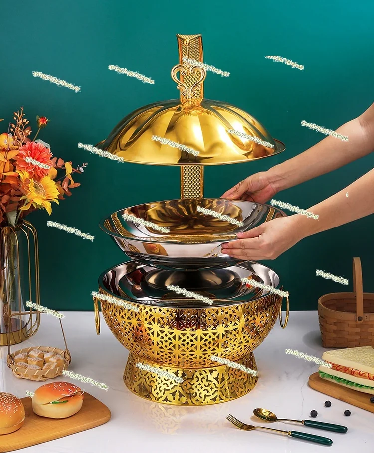 Supplies Cookware Chafing Dish for Buffet Set Hot Selling Gold Round Food Warmer Luxury Wedding Party