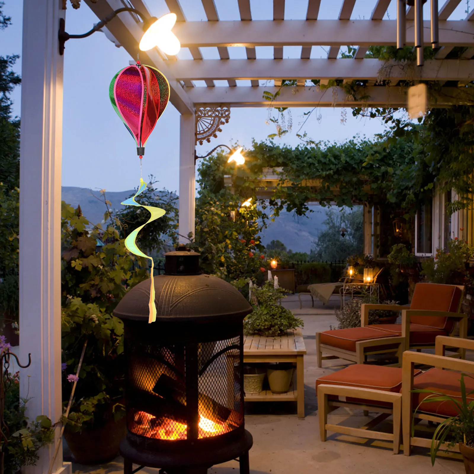 

3Pcs Hot Air Balloon Hanging Wind Spinners Garden Decor Outdoor Yard Patio Party Decoration Colorful Rotating Ornament