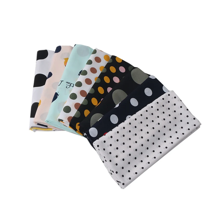 Summer Polka Dot Printed Rayon Fabric By Meters for Dress Clothes Pajamas Bedding Sewing Needlework Cloth Smooth Breathable Soft