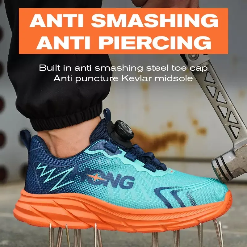 New shoes non-slip wear-resistant anti-smash anti-puncture work shoes rotating button safety shoes long standing not tired