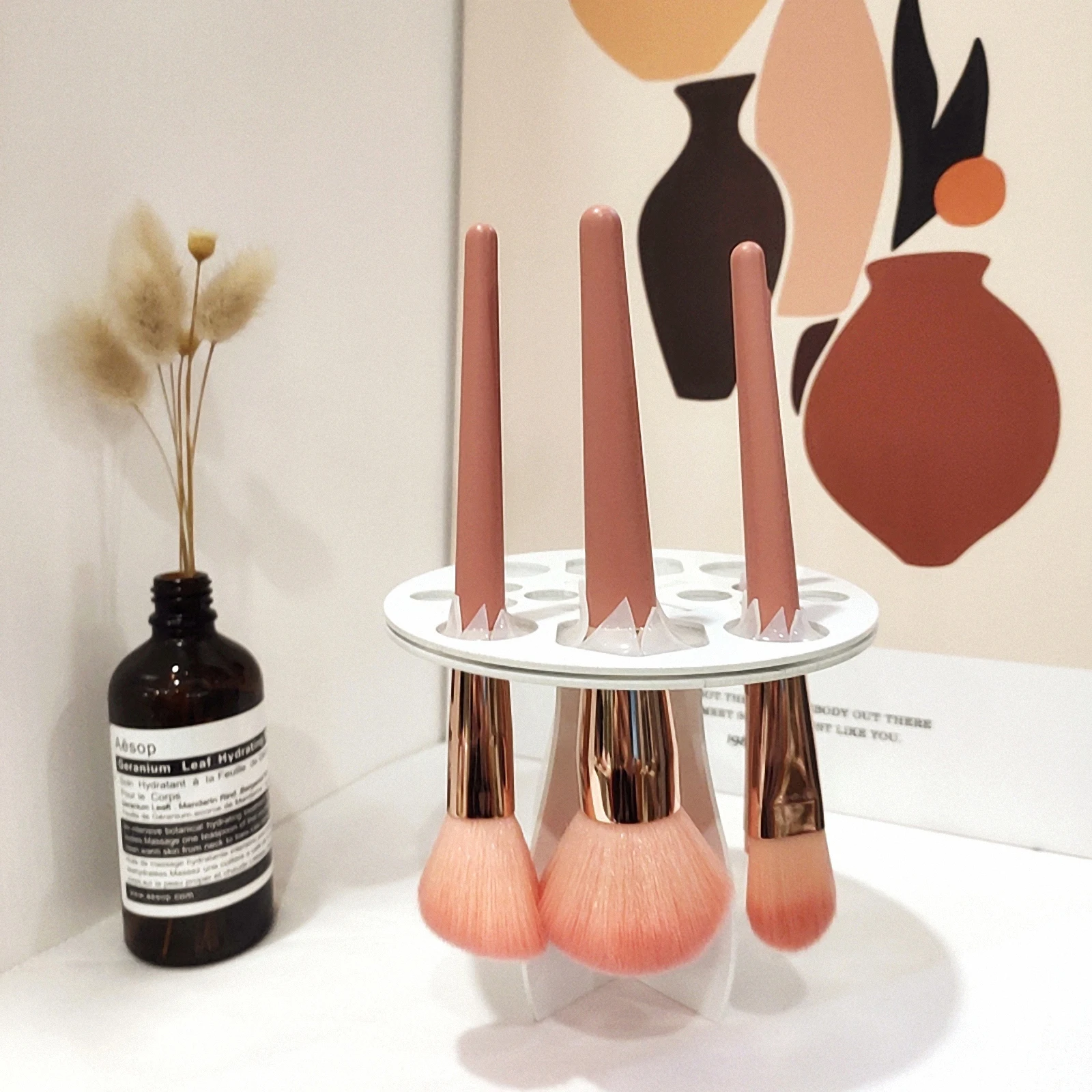 

Makeup Brush Rack 14 Holes Tool Holder Brush Drying Rack Organizer Professional Shelf Storage Display