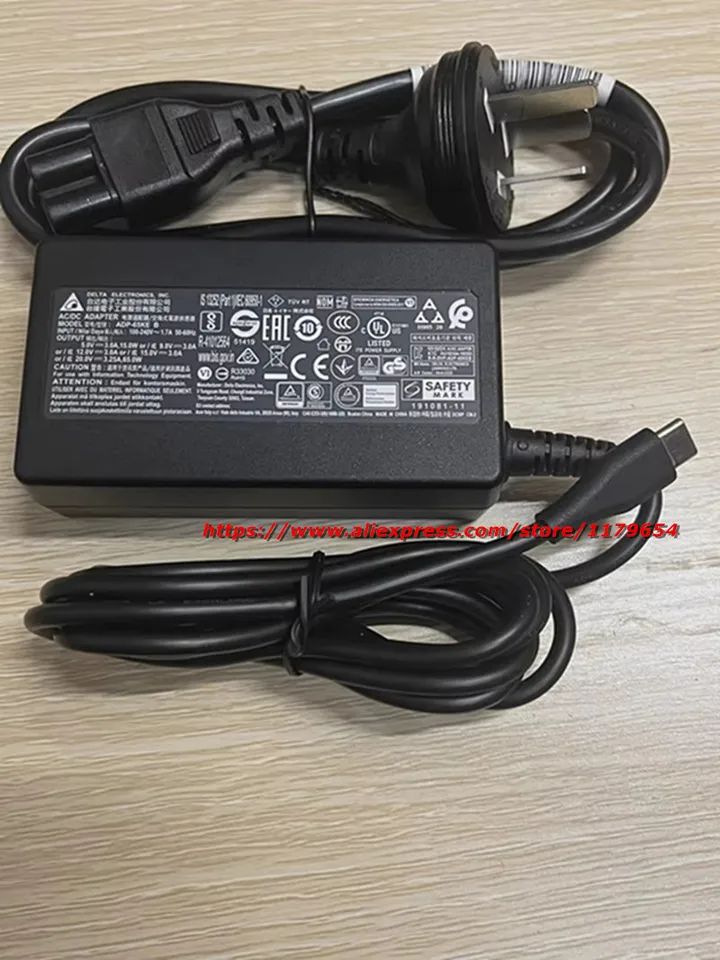 Genuine Delta AC Adapter ADP-65KE B Type-C 65W 20V 3.25A Charger