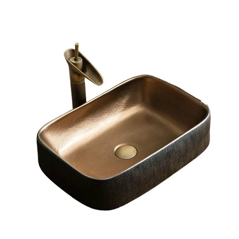 

Black washbasin light luxury Nordic sink hotel small rectangular basin household