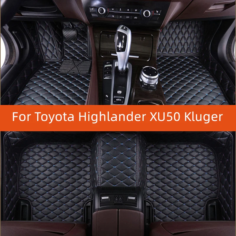 

Custom Leather Car Floor Mat For Toyota Highlander XU50 Kluger 2021 2020 2019 2018 2017 2016 2015 Car Mat Interior Accessories