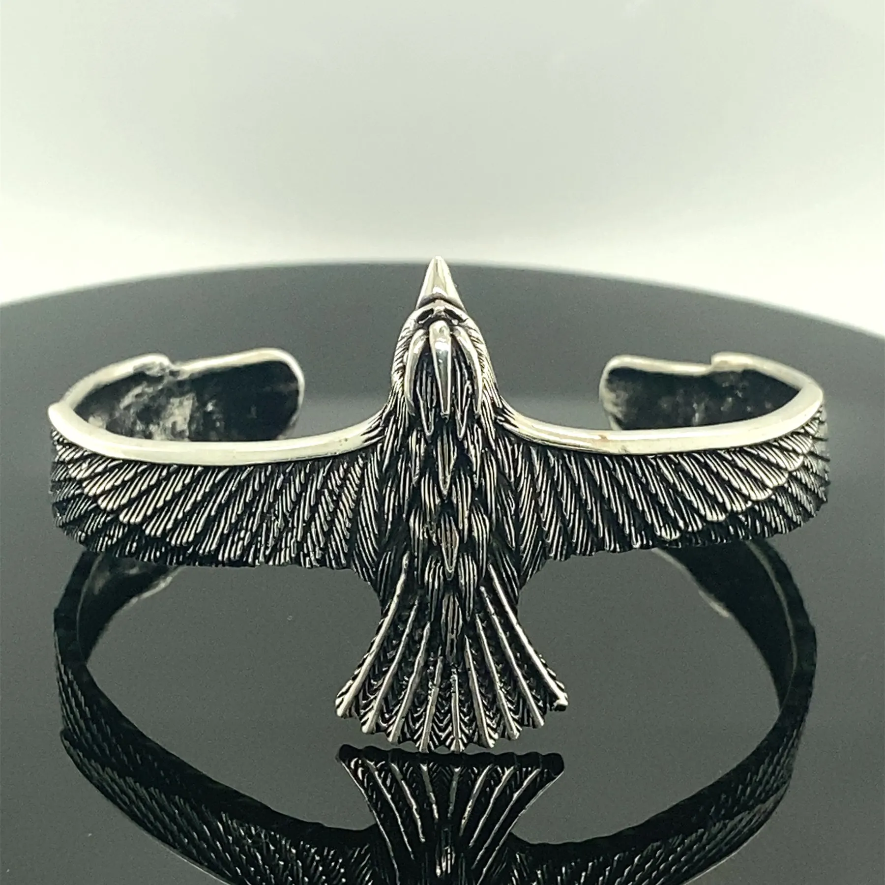 

Silver Hawk Bracelet , Hawk Cuff Bracelet , Silver Wildlife Bracelet , Unisex Eagle Bracelet , 925k Sterling Silver Bracelet