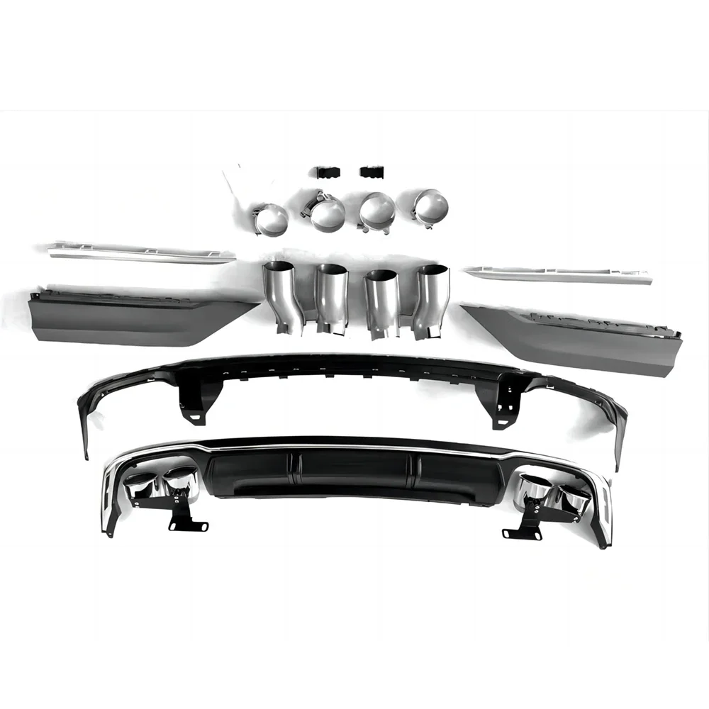 S8 Style Rear Lip Diffuser with Muffler Tip For Audi A8 22-23 Body Kit