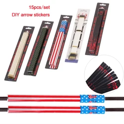 Haste da Flecha de 15 Pçs/set Etiqueta Para DIY Archery Seta Eixo Universal Calor Shrinkable Arrow Wraps Etiqueta Vários Padrões