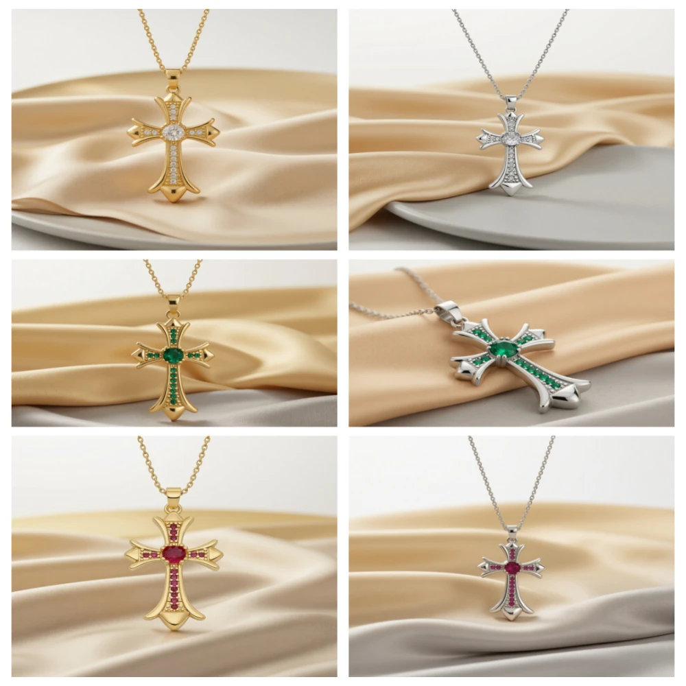 Sparkling Crystal Cross Pendant Necklace - Exquisite Water Diamond Collar, Fashion Education for Girls and Women's Accessories