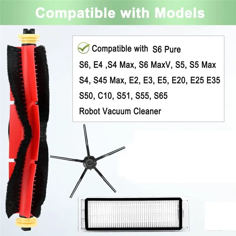 AT29-Hepa Filter Main Side Brush Replacement Kit For Roborock S6 Pure S6 E4 S4 Max S6 Maxv S5 S5 Max S4 E2 E3 E5 E20 E25 E35 Set