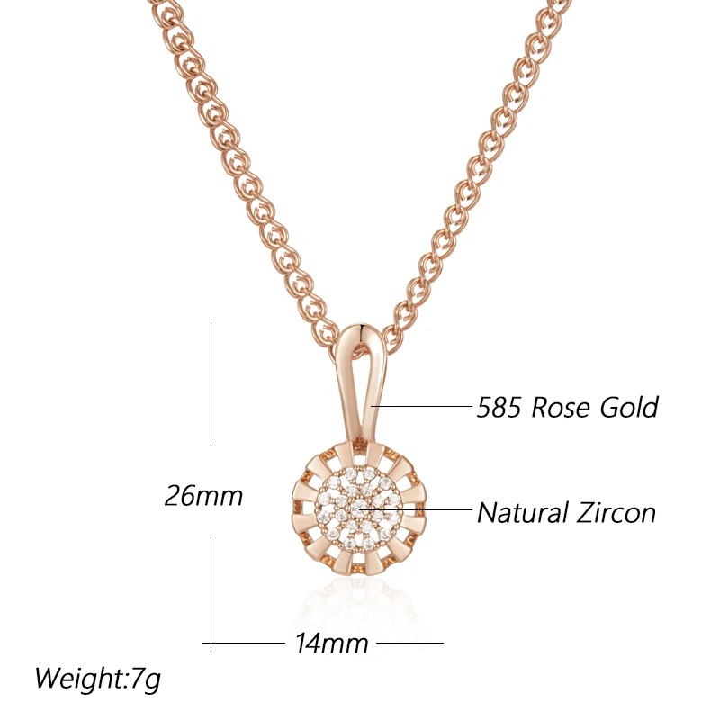 Kinel Hot 585 Rose Gold Color Crystal Flower Pendant Necklace For Women Full Shiny Natural Zircon Accessories Daily Fine Jewelry