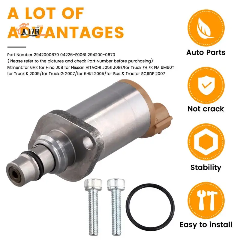 

A17R-2942000670 Fuel Pump Regulator Suction Control Valve For Isuzu 6HK Hino J08 Nissan HITACHI J05E 04226-E0061 294200-0670