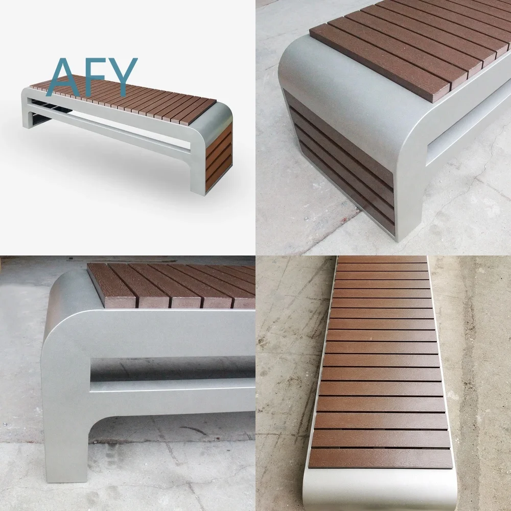 Modern Outdoor Garden Bench Stainless Steel Long Public Patio Bench for Park School Use for Commercial Outdoor Seating