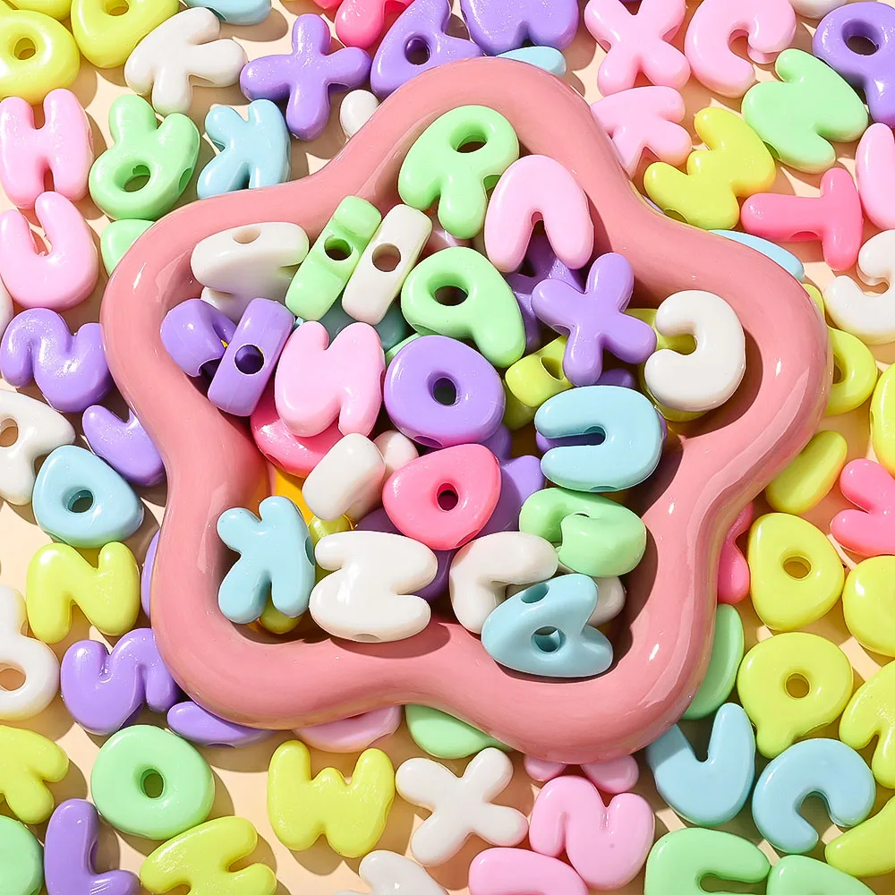 500g, ca. 175 Stück, bunte, interessante 3D-Alphabetperlen, einzigartiges Design, A-Z-Buchstaben, Acrylperlen mit großem Loch für DIY-Dekorationen – Detail 6