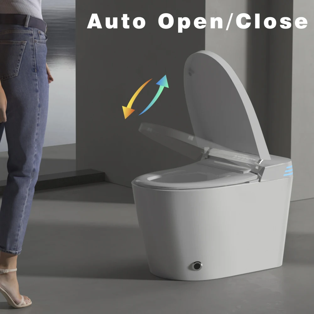 Intelligente Tankless-Toilette mit integriertem Bidet, einteiliger Bidet-Toilettensitz, automatisches Spülen, automatisches Öffnen/Schließen, beheizter Sitz, warmes Wasser