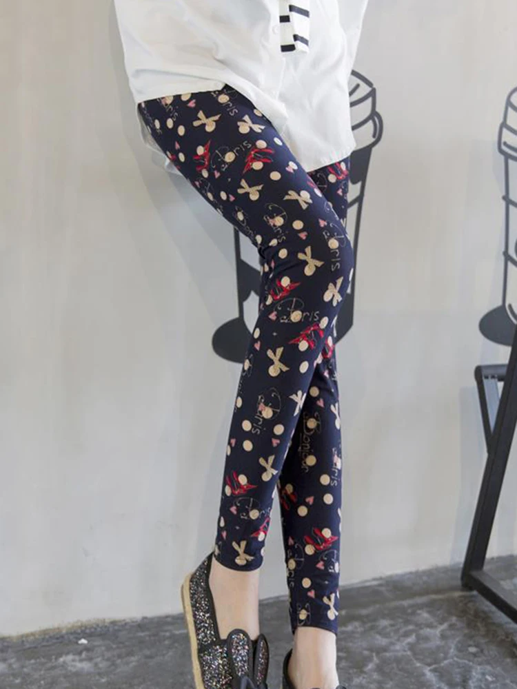 CUHAKCI-Leggings con estampado para mujer, ropa deportiva femenina hasta el tobillo, pantalones de lápiz florales, Leggings elásticos para Fitness