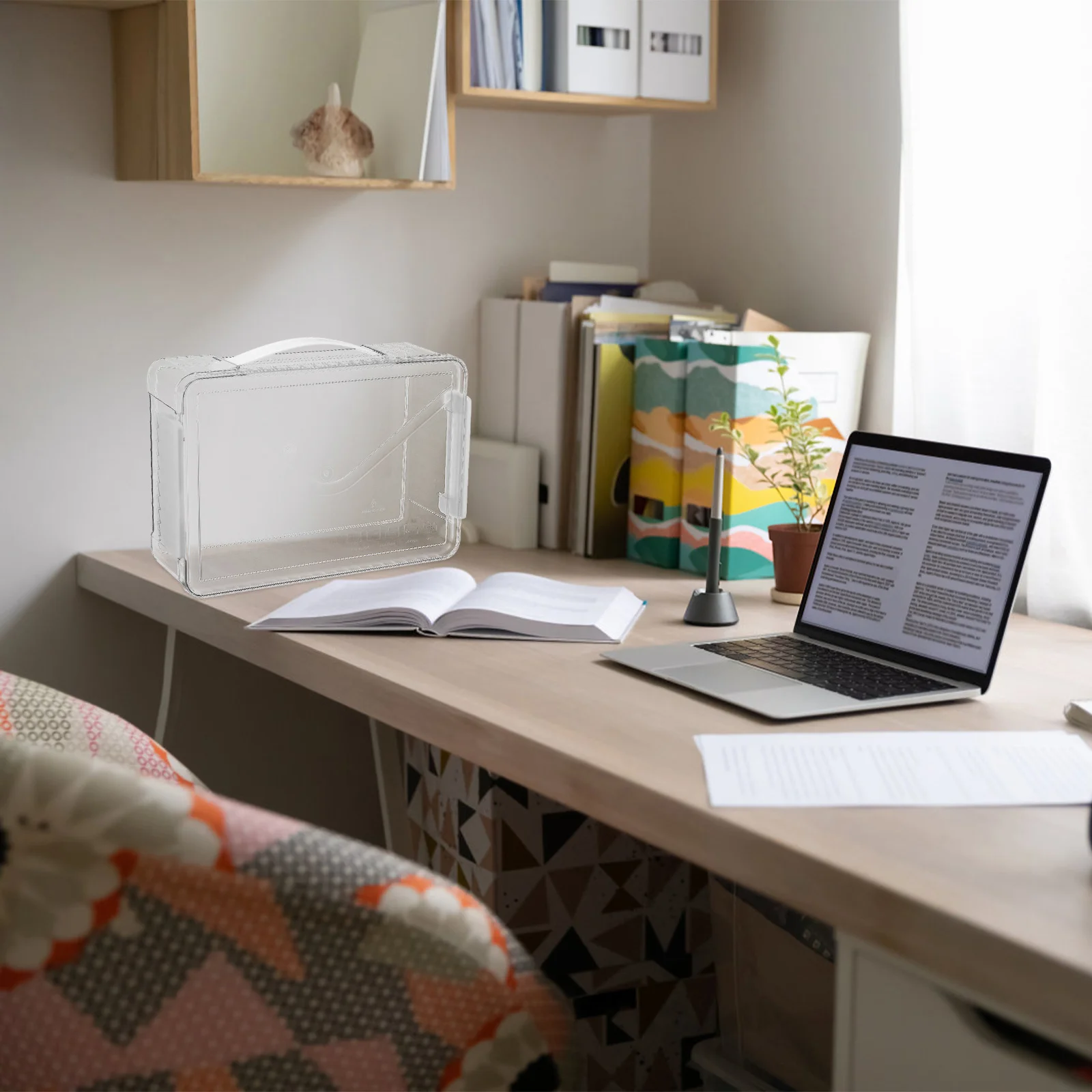 Transparent Document Box Plastic File Storage Organizer Large Capacity Document Storage Case Magazine Box Clear File Folder Box,