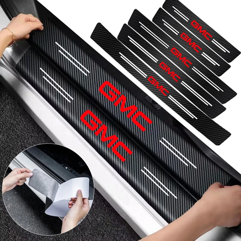 

1/4/5Pcs Car Door Sill Scuff Plate Decor Carbon Fiber Stickers For Benz GMC Terrain Sierra 1500 Savana Granite Yukon H3 Jimmy