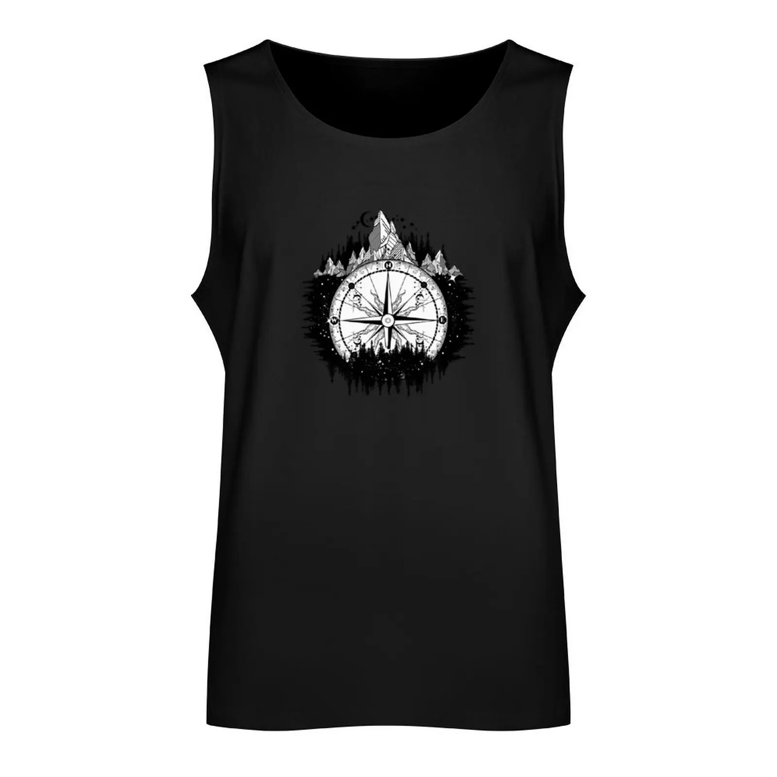 Mountain and compass Tank Top basketball Sleeveless men clothes for men summer gym wear men