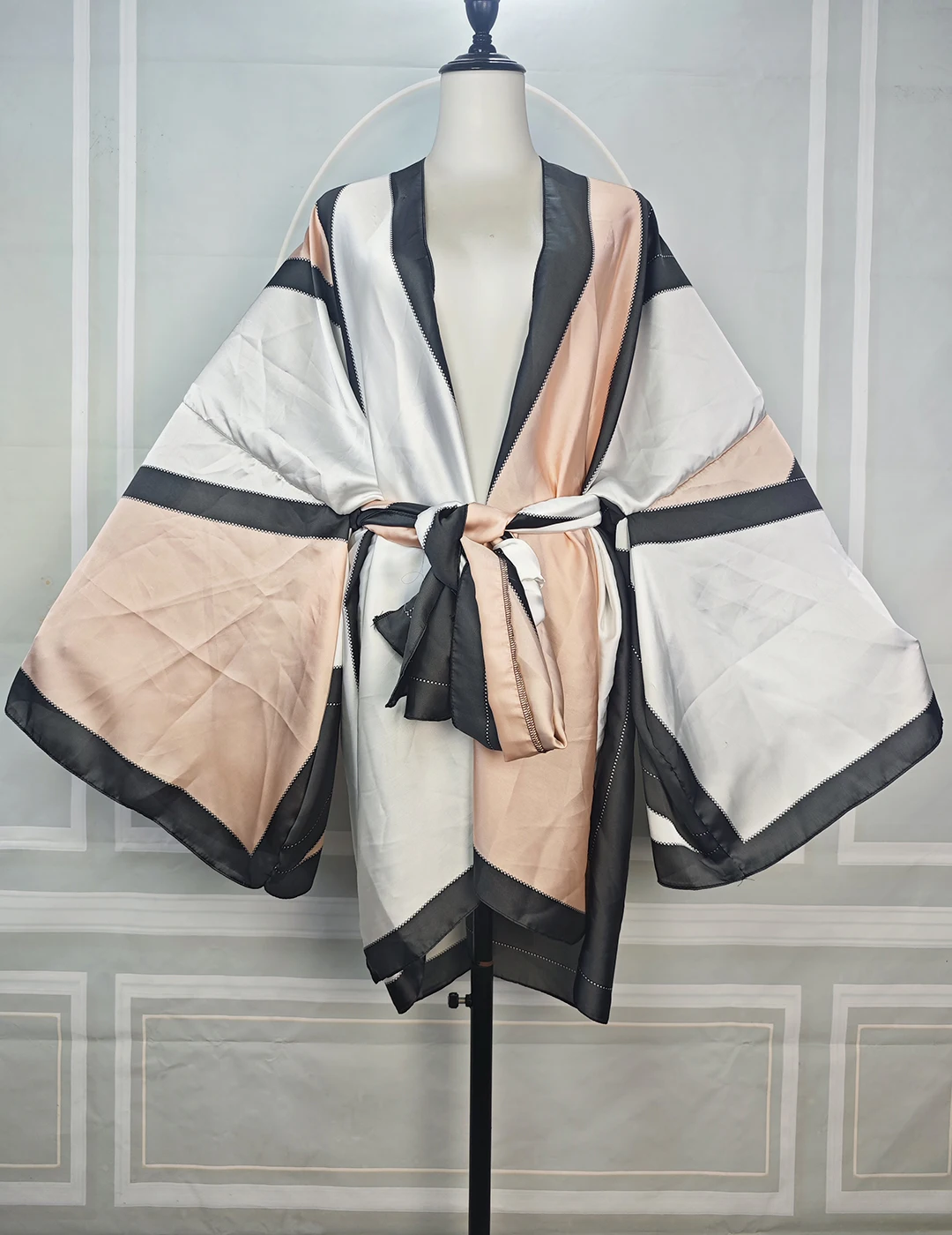 

Wome’s Summer Geometry Loose Short Cardigans Kimonos Plus Size Boho Beach Bikini Cover Up Middle East Kaftan Mini Dress Robe
