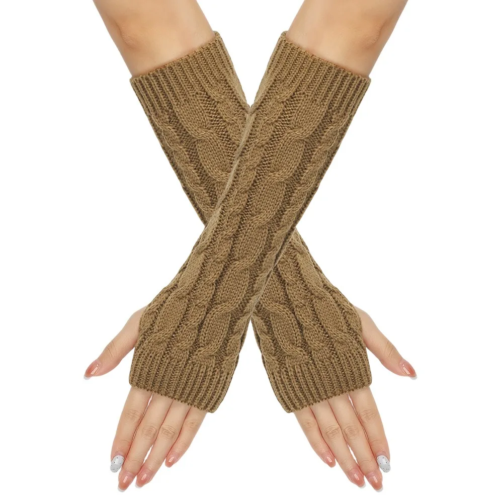 Fingerless Arm Sleeves Gloves Knitted Soft Material Arm Sleeve Gloves Warm Twists Decorative Pattern Gothic Mittens Winter