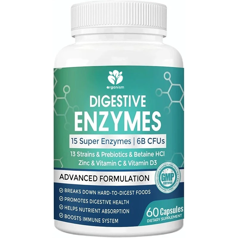 

Contains probiotics and prebiotics for digestive health, nutrient absorption, and reducing bloating -60 capsules
