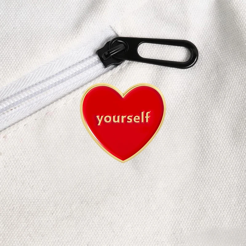 Self Love Heart Enamel Pin Gentle Care For Yourself Brooch Lapel Badge Positive Mind Kind Reminder Accessory Gift For You