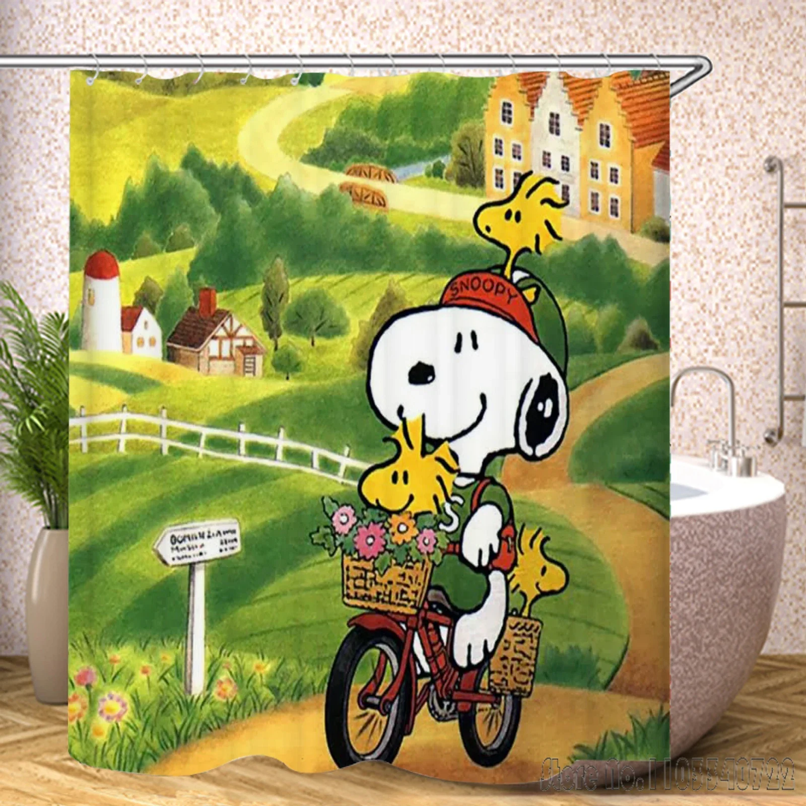 Snoopy Anime Colorful Shower Curtain 1pcs Waterproof Bath Screen Curtains with Hooks for Bathroom Decor