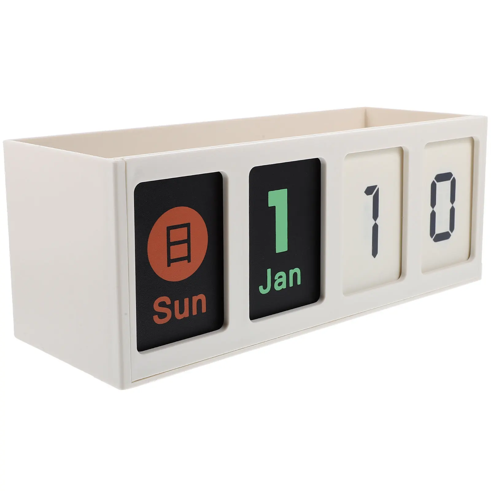 Creative Desktop Pen Holder with Perpetual Calendar Lightweight Compact Storage Box for Cosmetics Pencils Stationery Table