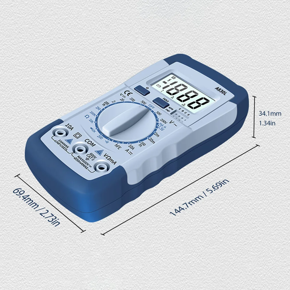 A830L LCD Digital Multimeter AC DC Voltage Diode Freguency Multitester Current Tester Luminous Display with Buzzer Function