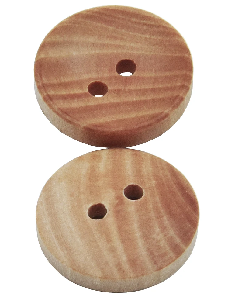 30PCs Natural Color Camellia Wood Grain Wooden Buttons 15mm 18mm 20mm Sewing Accesories For Clothes Decorative 2 Holes Button