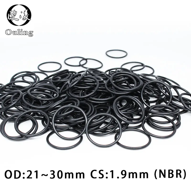 50PCS/Lot Black NBR O-Ring Seal CS1.9mm OD21-30mm Oil Resistant Nitrile Rubber Gasket Washer for Machinery Plumbing Sealing