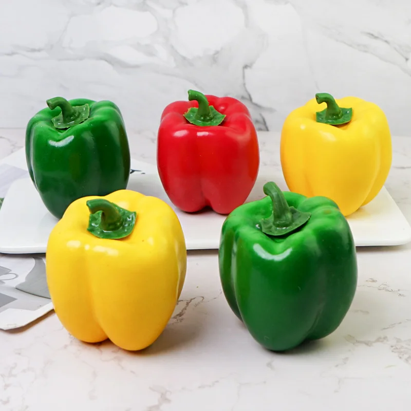 Artificial Simulation Food Vegetables Fake Chili Bell Pepper Photography Props Decoration Room Home Christmas Wall Decor 3pc/lot