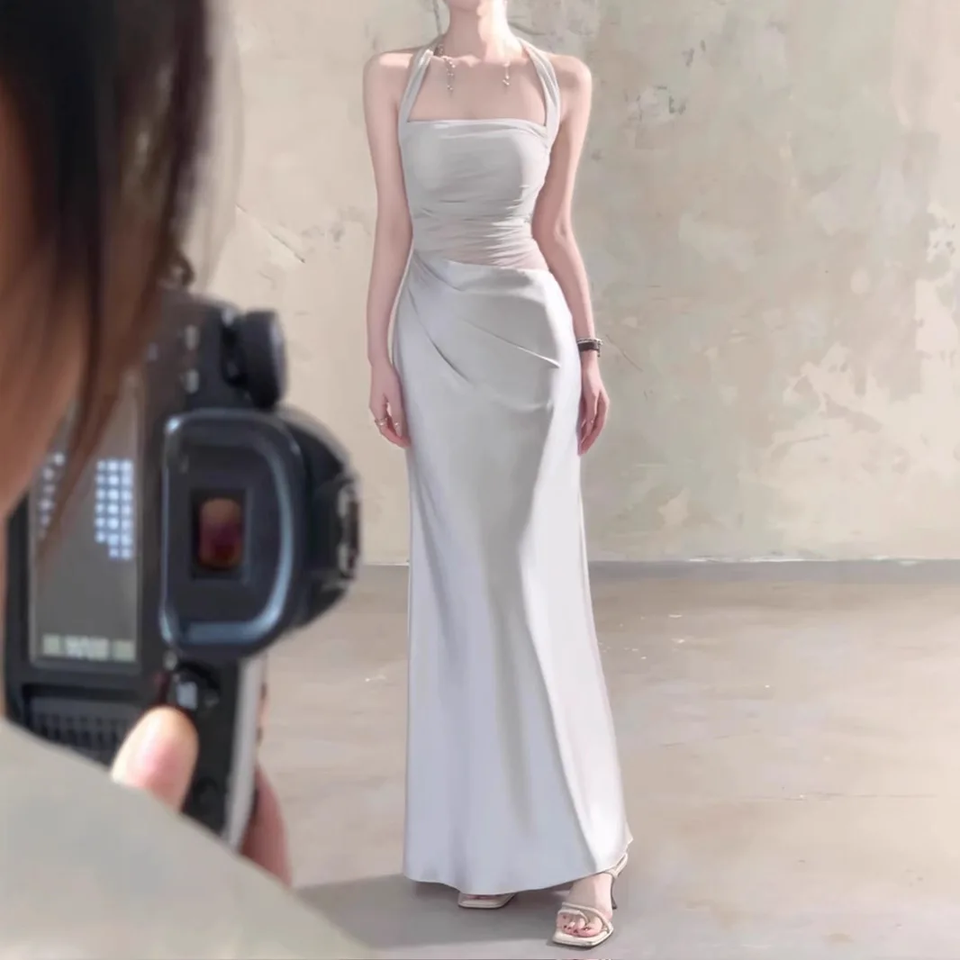 تصميم صيفي جديد من الساتان Finet Dr Slimming الخصر عالي الخصر التفاف حول التنورة قماش محبوك لا Sve Ne معلق