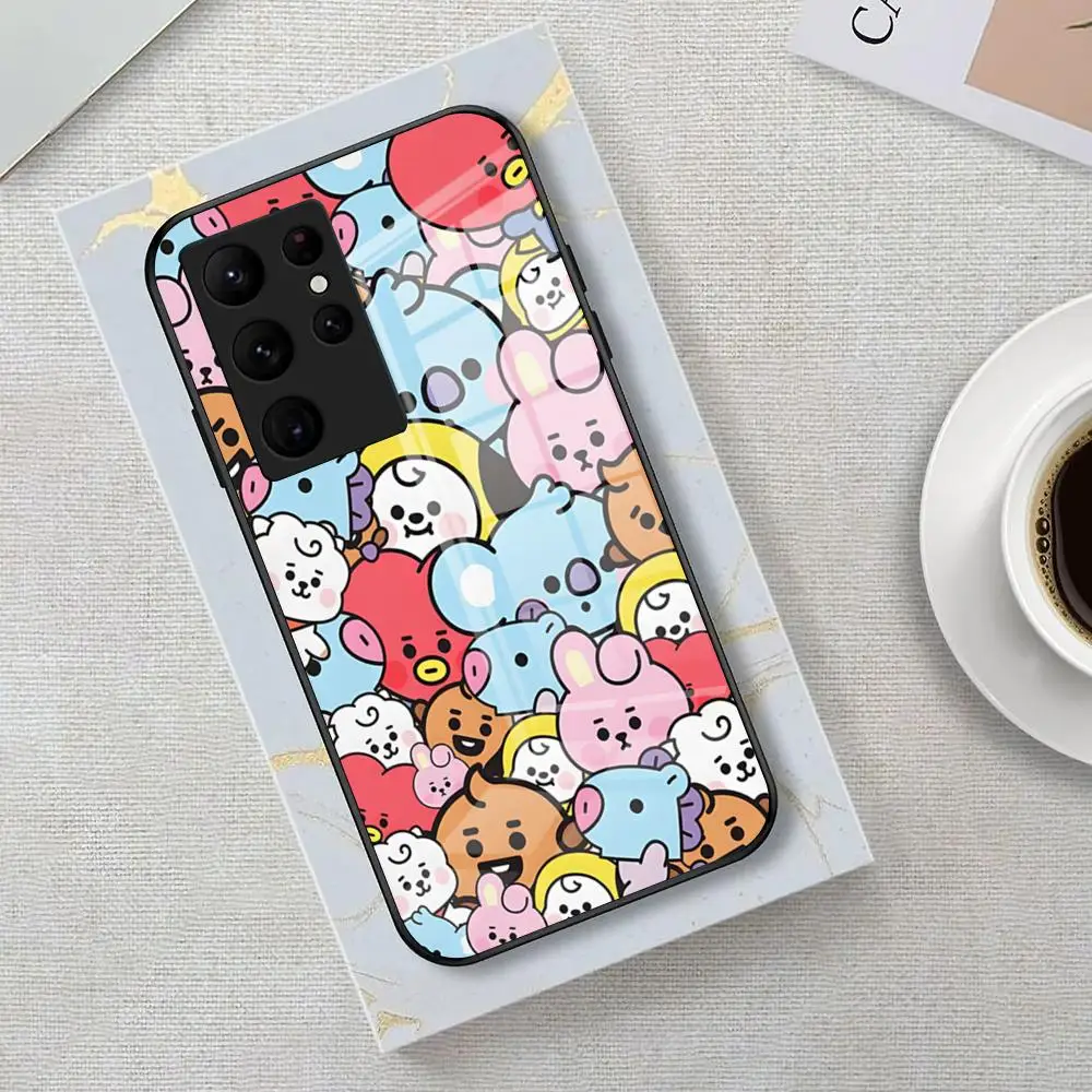 Kpop A-B-BT21-S Phone Case For Samsung S26 S25 Edge Ultra 23 22 21 20 Ultra Plus S24 Fe Glass Cover view 2