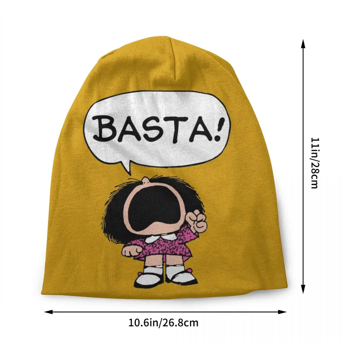 Mafalda Basta Skullies Beanies Caps For Men Women Fashion Winter Warm Knitting Hat Adult Quino Argentina Cartoon Bonnet Hats