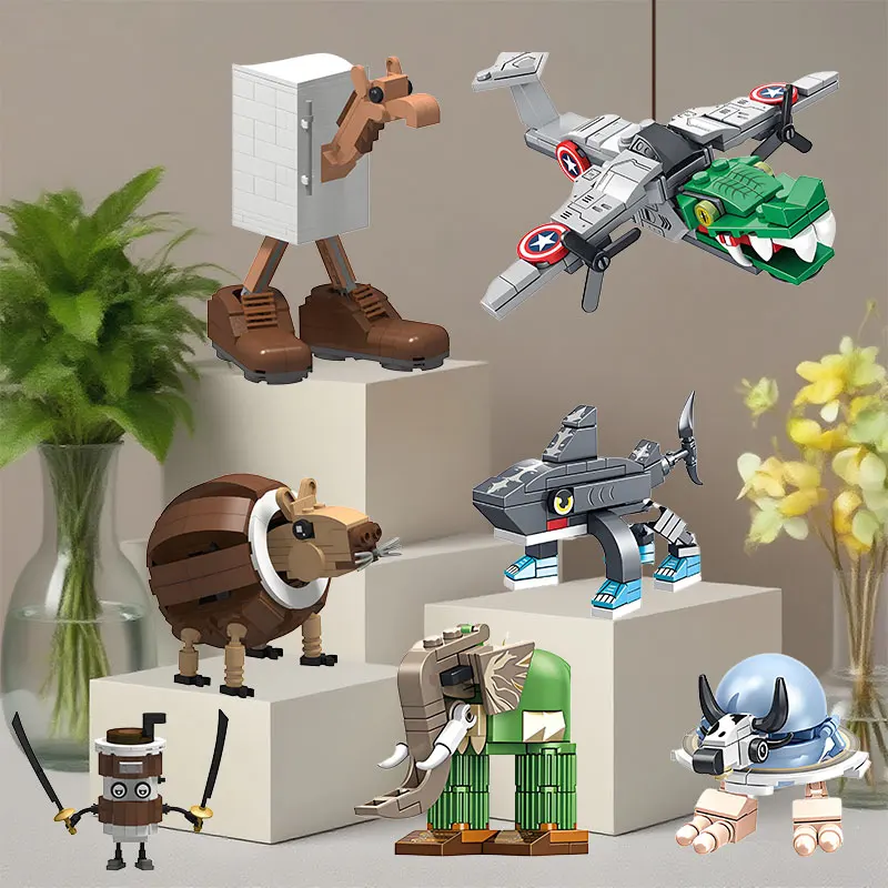 أحدث الطوب الإيطالي Brainrot تونغ تونغ الصحور أرقام Tralalero Tralala لتقوم بها بنفسك اللبنات التمساح كابوسينو الطوب لعبة الهدايا