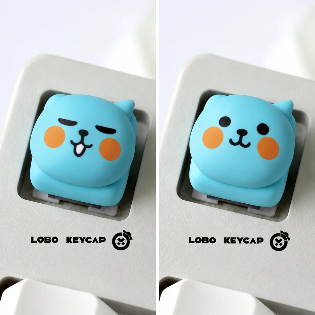 Lobo Keycap Kur Cute Cartoon Blue Cat Custom Keycap Esc Replacement For Mechanical Gaming Keyboard Decoration Accessory Ornament