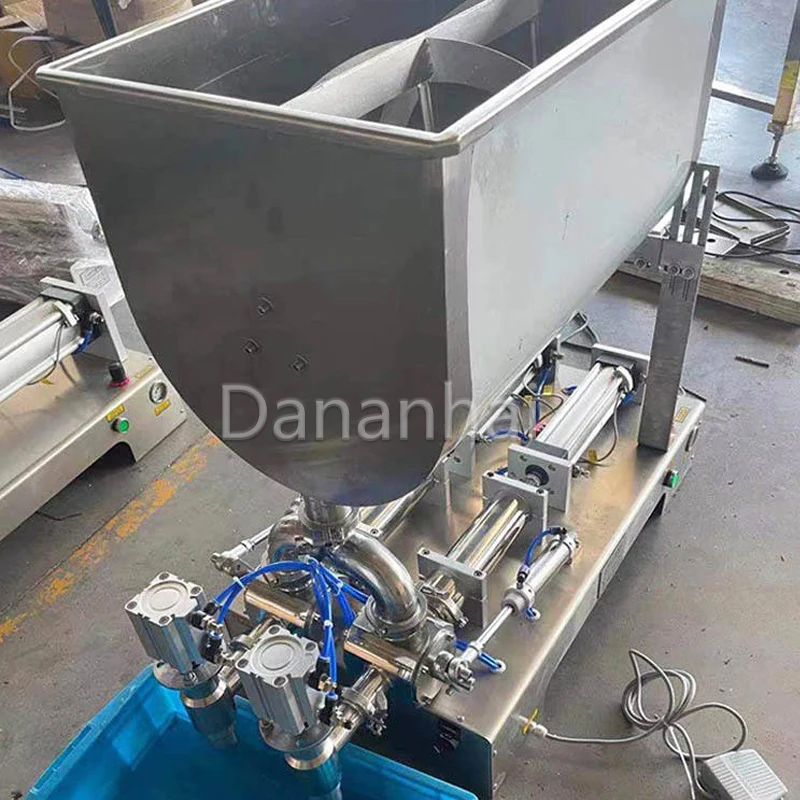 Commercial Horizontal Pneumatic Filling Machine With Stirring Function For Chili Sauce Filling Machine