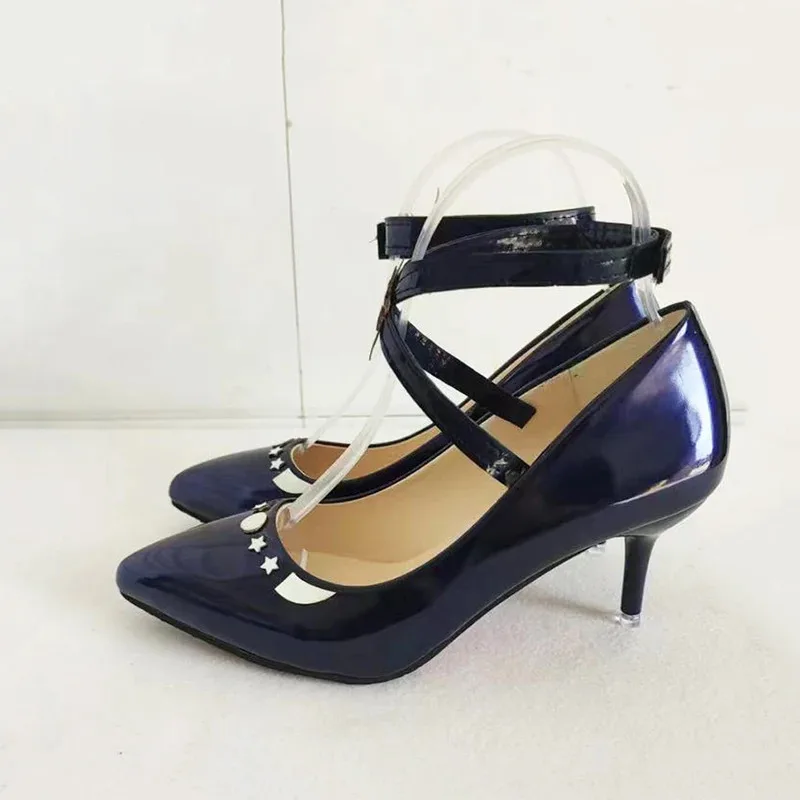 لعبة هونكاي ستار رايل روبن كوسبلاي كعب عالي أزرق داكن 7 سنتيمتر للنساء والفتيات حفلة الهالوين كرنفال لعب الأدوار زي الأحذية ؛ 3,k8't