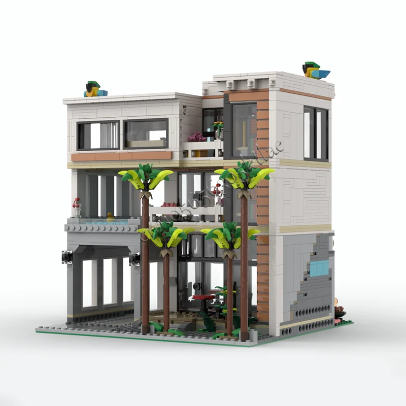 1783 قطعة MOC الإبداعية مدينة عرض الشارع وحدات نموذج المنزل الحديث العمارة بنة الأطفال الطوب لعبة مهرجان هدية