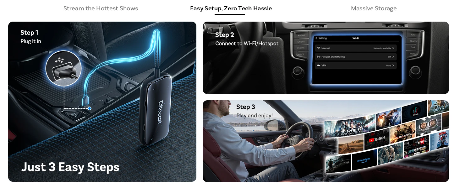 OTTOCAST Play2Video Ultra Kabelloses CarPlay AI Box Video-Streaming für Auto YouTube Netflix IPTV Plug&Play für Werks-Kabel-CarPlay – Detail 9