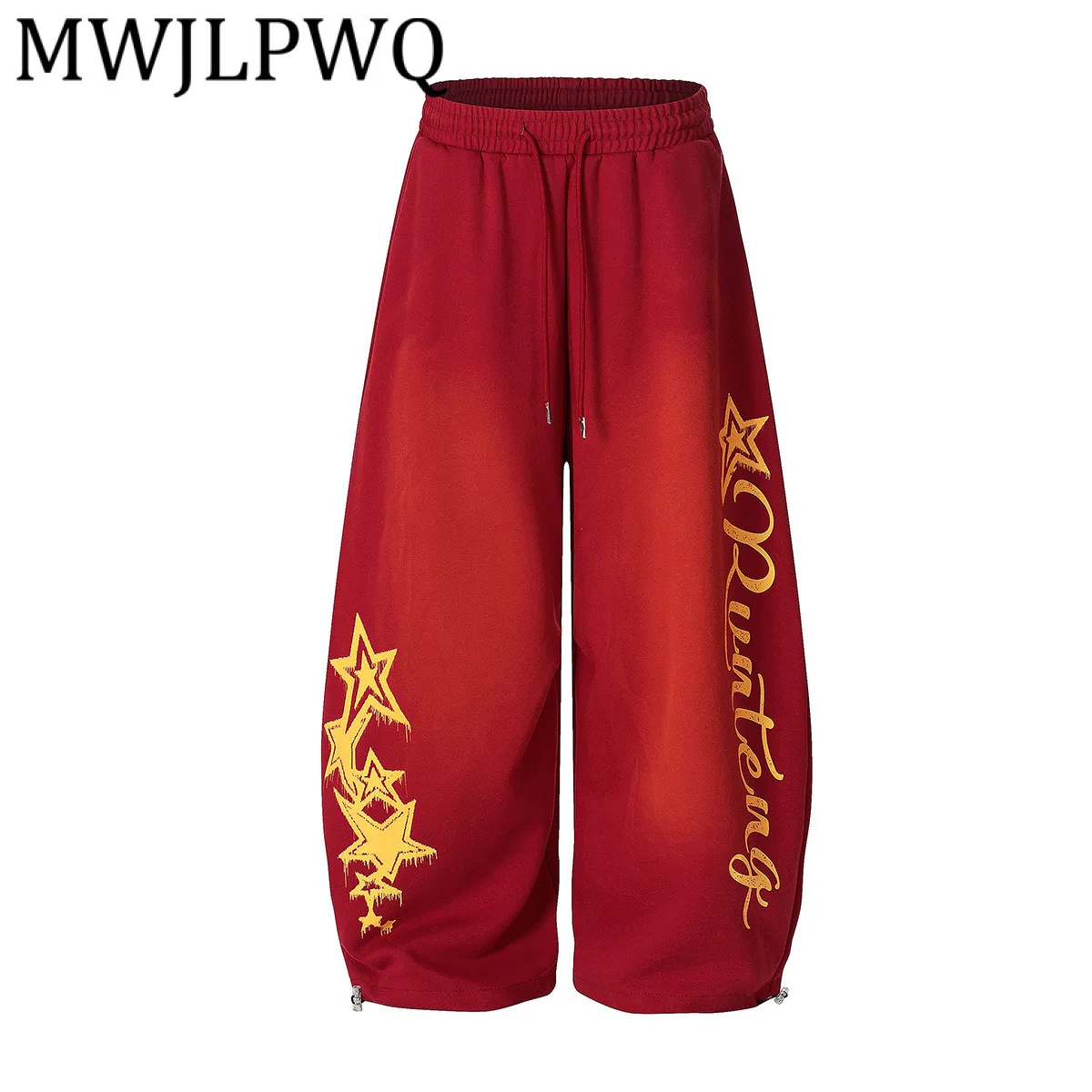 

MWJLPWQ Trendy American Style Machete Printed Sweatpants Hip Hop Street Drawstring Draped Casual Wide-Leg Pant 2025 Autumn 21290