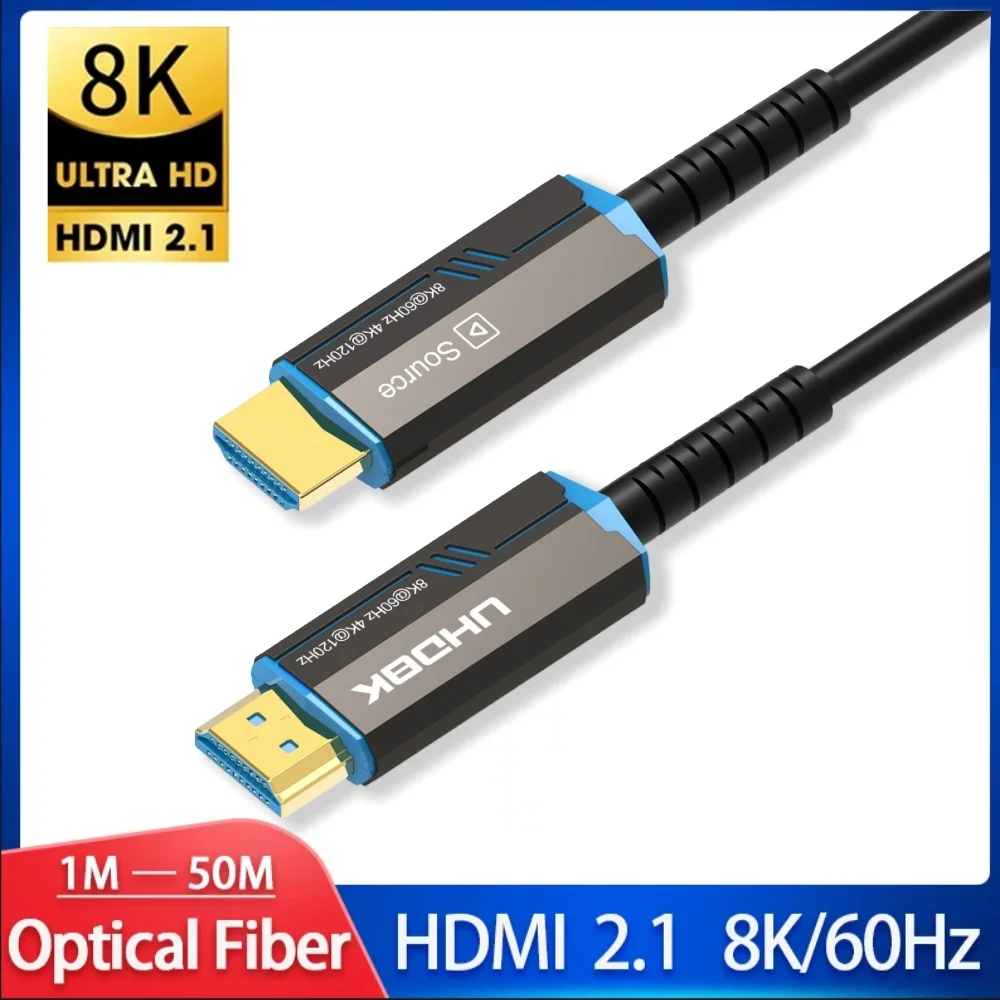 8K HDMI 2.1 Fiber Optic Cable 48Gbps 8K@60 4K@120Hz/144Hz HDMI 2.1 Cables EARC HDCP 2.2&2.3 for Xbox/PS5 TV Projector