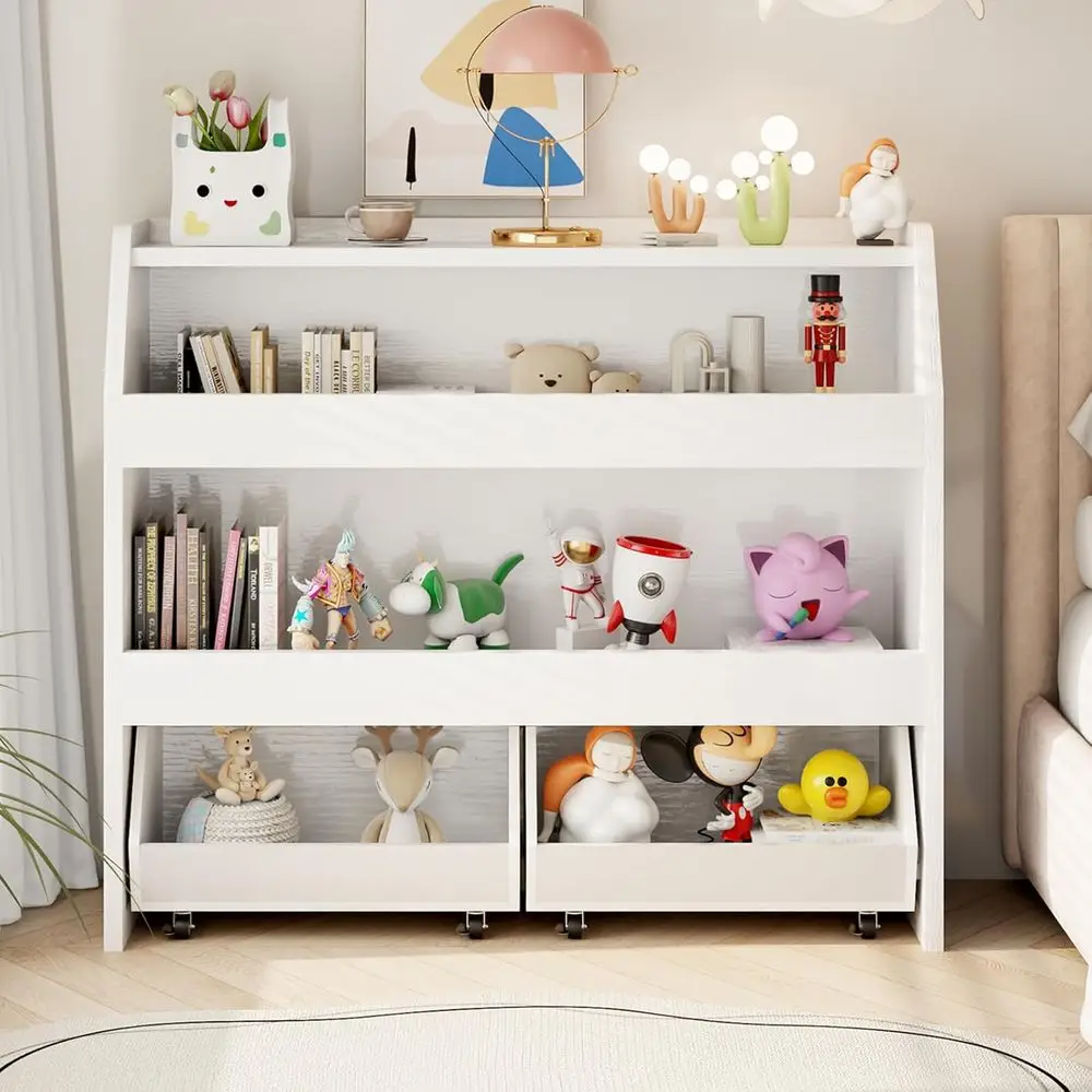 

3-Tier White Storage Organizer with Movable Bins